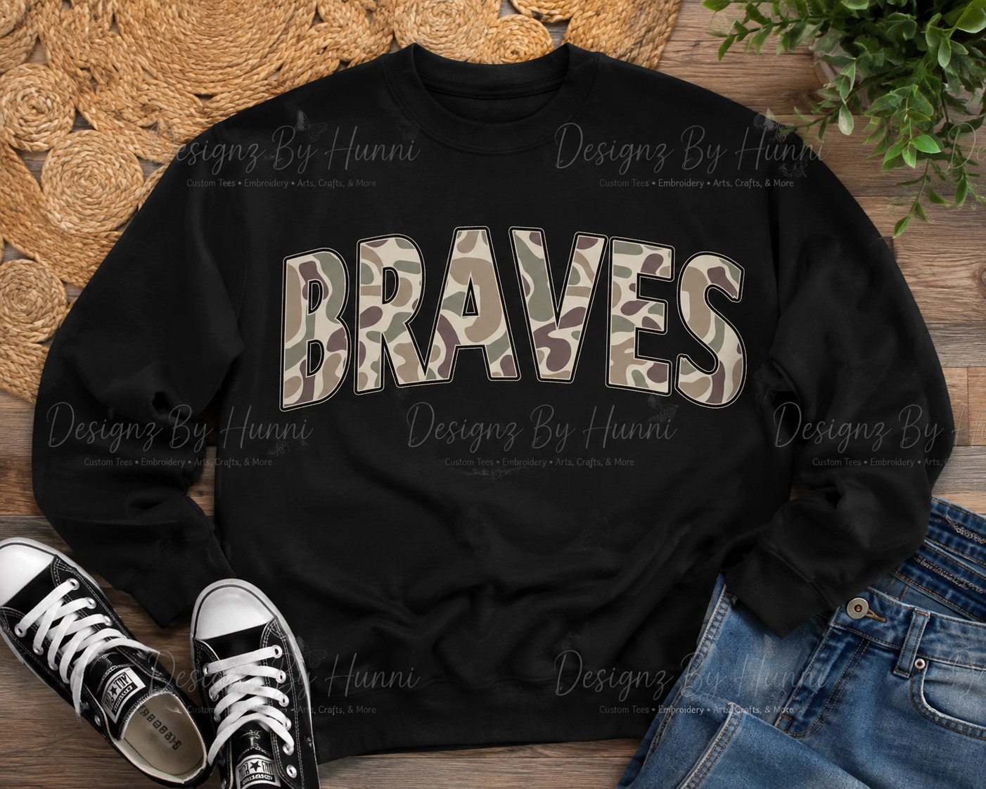 Oakdale Braves Camo Spirit Tee & Crewneck