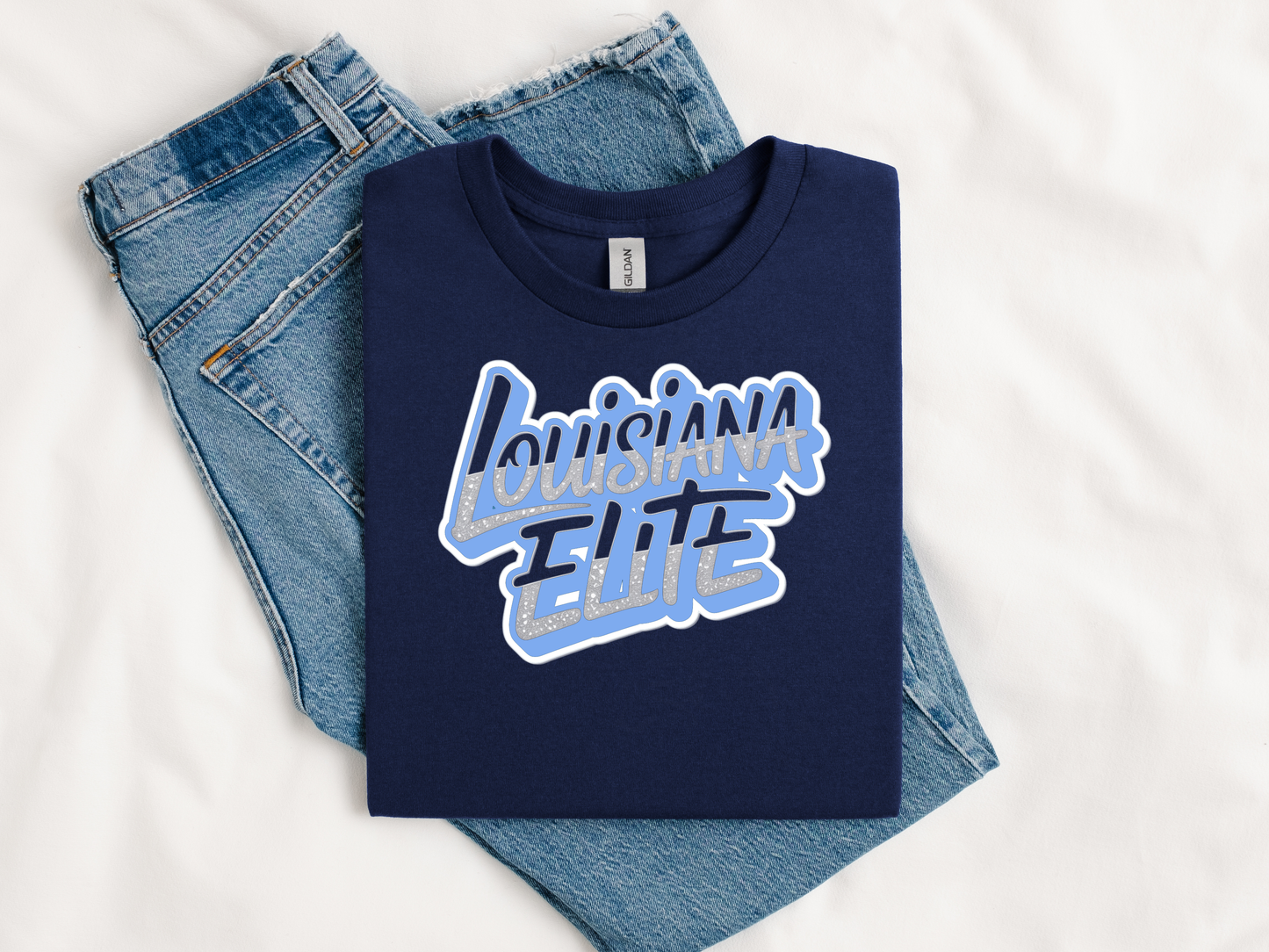 Louisiana Elite Script Carolina Blue Tee & Hoodie