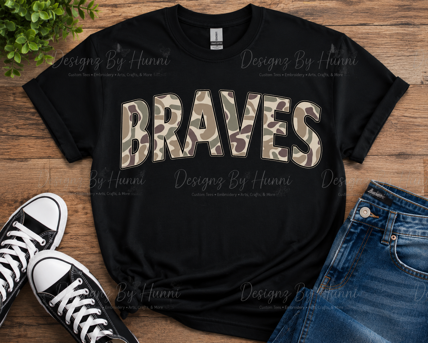 Oakdale Braves Camo Spirit Tee & Crewneck