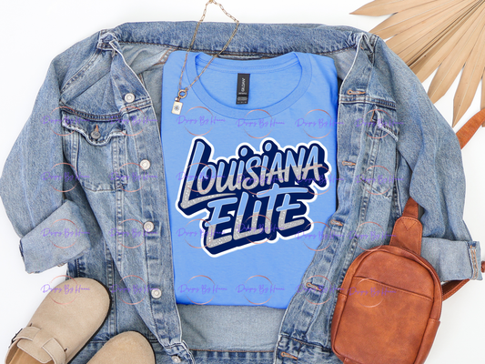 Louisiana Elite Script Carolina Blue Tee & Hoodie