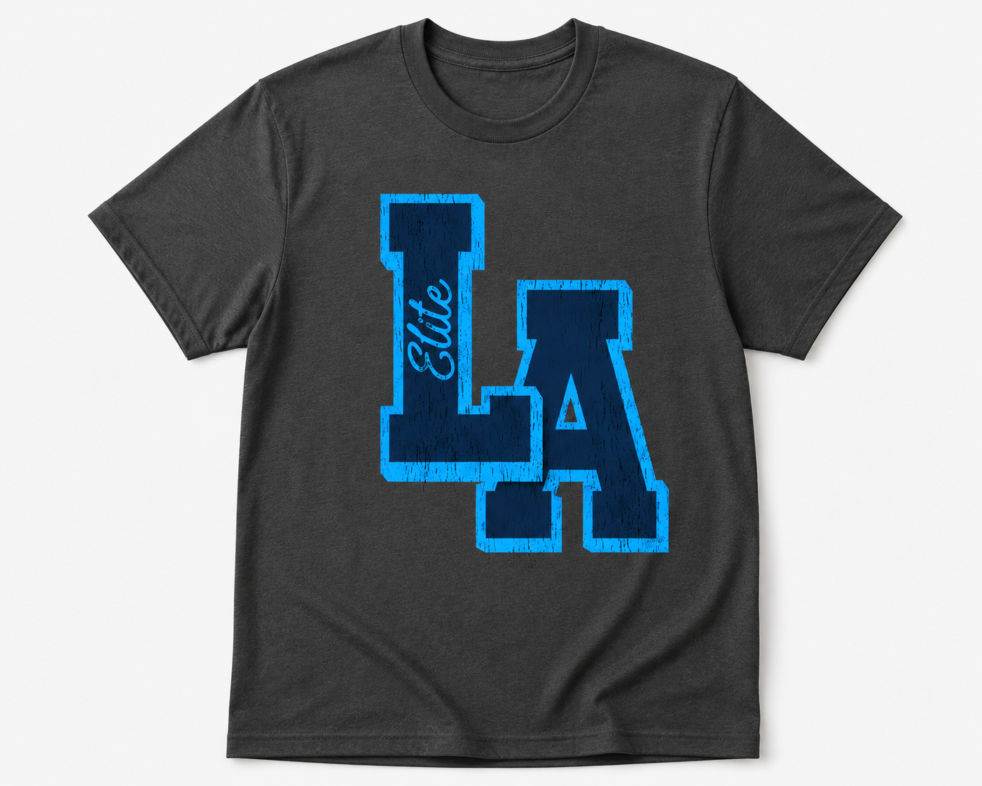 LA Elite Distressed Logo Tee – Charcoal Gray