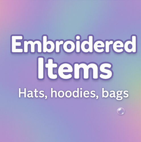 “Embroidery items promotional design with thread and stitching-themed accents.”